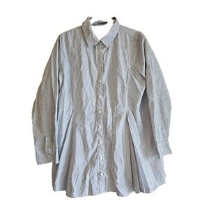 Tulip Brand Shirt Dress Size M White/navy Beach Oversized Flowy asymmetrical hem